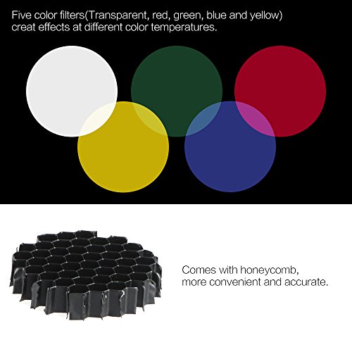 Image of Andoer Photographic Lighting Monolights Bowens Mount Snoot Optical Snoot Metal Conical Snoot with Honeycomb Grid 5pcs Color Filter Kit for Bowens Mount Studio Strobe Monolight Photography Flash