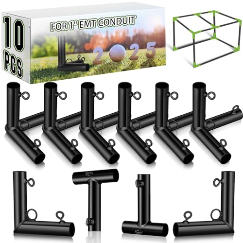 Blulu 10 Pieces 1'' Golf Frame Corner Kit DIY Canopy Fittings Kit with Threaded Eye Bolts for EMT Pipe 10