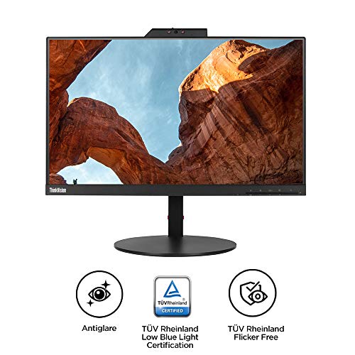Image of Lenovo ThinkVision T22v-10 21.5 inch LED lit VoIP Monitor - FHD, IPS Panel, Near Edgeless with Full range connectivity - HDMI, VGA, DP ports, USB Hub, fully functional stand with Camera, Speaker & Mic