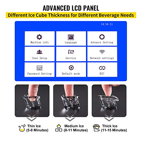 Vevor Commercial Ice Maker Machine, Wifi Control 300Lbs/24H 121Lbs Large Storage Ice Machine With Upgraded Lcd Panel, Secop Compressor, Air-Cooled, Include 2 Water Filters, Water Drain Pump, 2 Scoops #TOP3