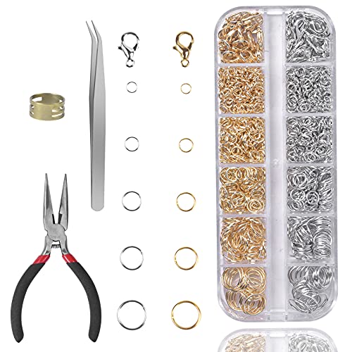 HQdeal Bijoux Faisant Kit,1040 Pièces Fermoirs pour Homard et Anneaux Trousse,Kit de Réparation de Bijoux,Accessoire de Creation Bijoux avec Pinces pour DIY Colliers, Boucles d'oreilles, Bracelets Cover