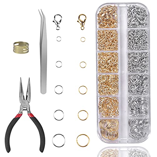 HQdeal Bijoux Faisant Kit,1040 Pièces Fermoirs pour Homard et Anneaux Trousse,Kit de Réparation de Bijoux,Accessoire de Creation Bijoux avec Pinces pour DIY Colliers, Boucles d'oreilles, Bracelets