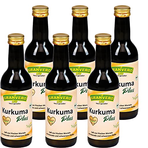 GRANVERO®, Kurkuma mit Avocado und schwarzem. Pfeffer, DE-OKO-006, Kurkuma Plus, 6 Flaschen, je 250 ml Cover