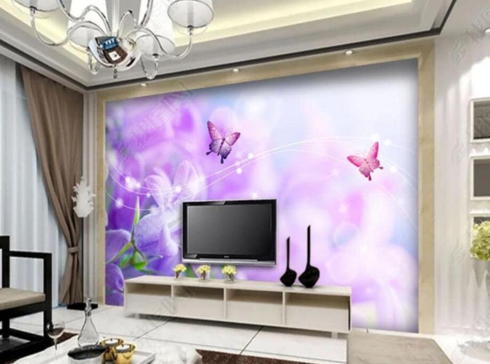 Songqians Papier Peint Panoramique Fleur Papillon Rétro Papier Peint 3D Tapisserie Murale Décoration Chambre Salon -309483 400x280cm