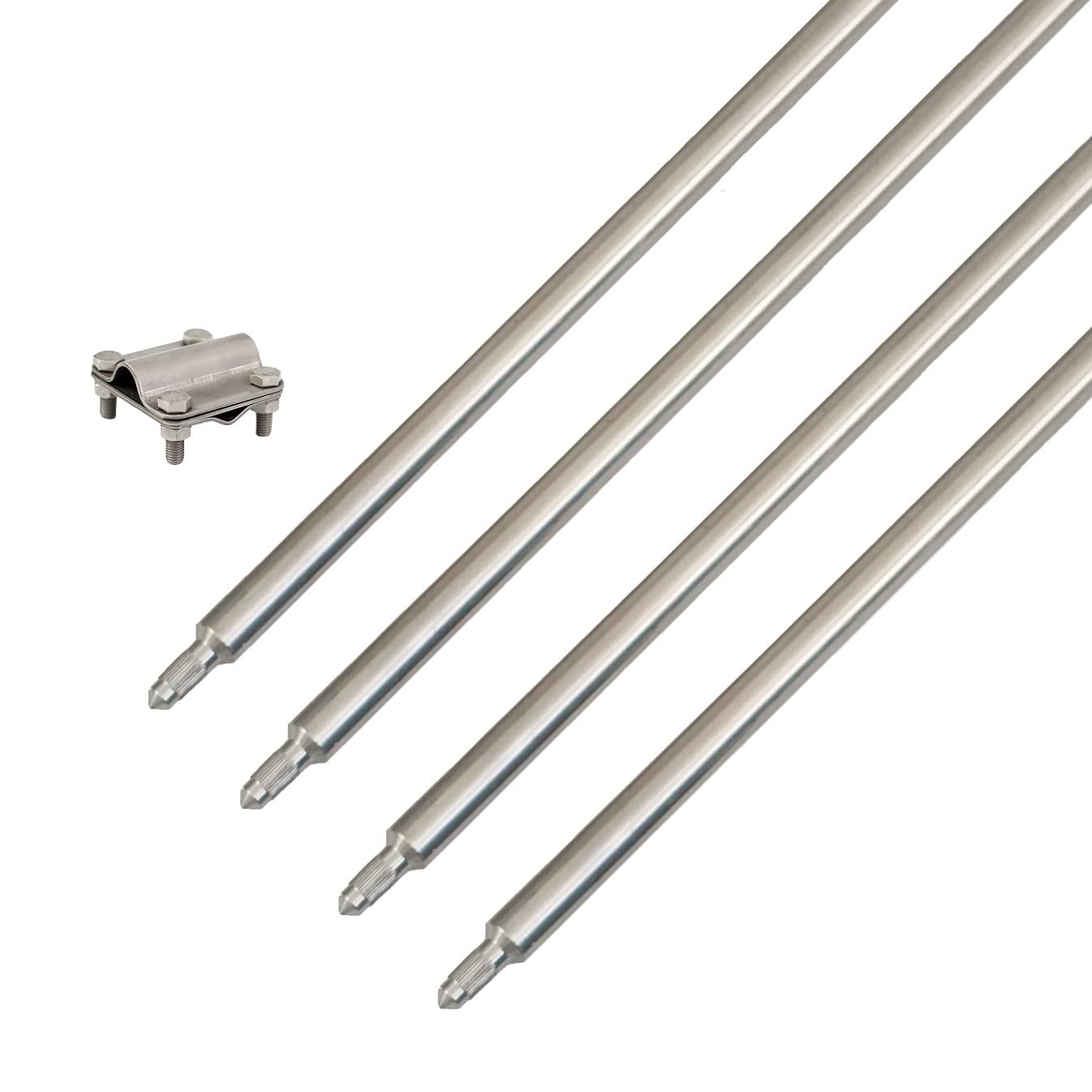Tiefenerder Staberder Erdung Erder Erdung Blitzableiter Ø 20mm Edelstahl optional SDS-Max (4m Set + Klemme)