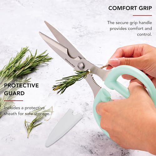 Image of KitchenAid Classic 2-Piece Multipurpose Kitchen Shear Set with Blade Sheath - Spearmint, Herb Stripper, Poultry Shears, Pizza Cutter, Nutcracker