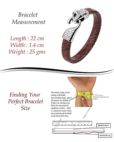 Image of Young & Forever Men's Genuine Braided Leather and Titanium Steel Bracelet | Bold Punk Tiger Eye Bead & Multi-Strand Wrist Bands | Vintage Nautical Clasp & Animal Head Hook Hook Kada Style Options