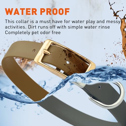 Image of Viper Biothane Heavy Duty Waterproof Dog Collar Strong Coated Nylon Webbing w /Solid Brass Hardware Odor-Proof Easy to Clean High Performance Fits Small Medium or Large Dogs, Coyote Brown