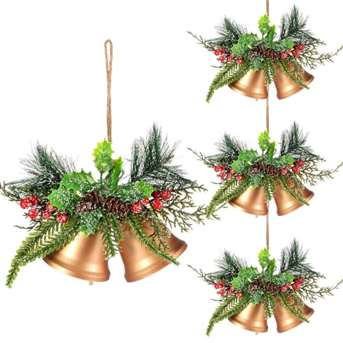 Tioncy Christmas Bell Hanging Ornaments 8.7" Large Rustic Metal Bell