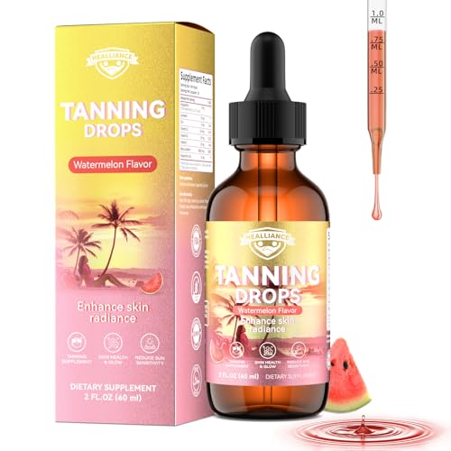 Tanning Drops to Drink Oral Tanning Drops with Astaxanthin Lycopene, Drinkable Tan Liquid Supplement Promotes Healthy Bronze Skin Natural Glow Sunless Tan for Men and Women, 60ml 30-Day Supply