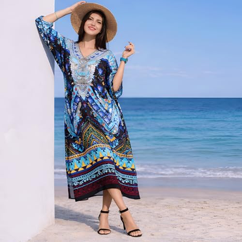 Image of Miss Lavish London Kaftan Dress for Women- Swimwear Coverups African Kaftan Dress for Resort