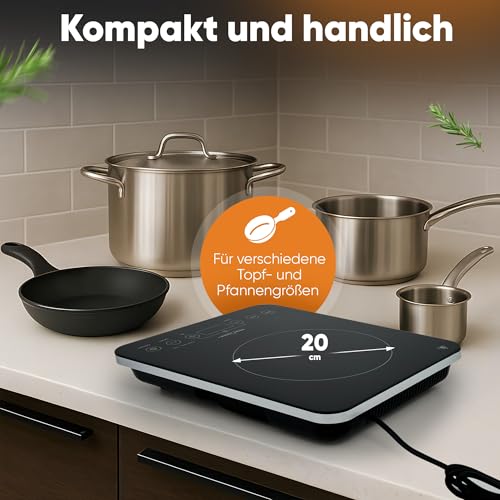 ProfiCook® Induktions-Einzelkochplatte | Schnelle Erhitzung durch Induktion | ECO-Save | Sensor Touch | Kochfeld mit 10 Leistungsstufen | Timer | Herdplatte mit Überhitzungsschutz | PC-EKI 1062