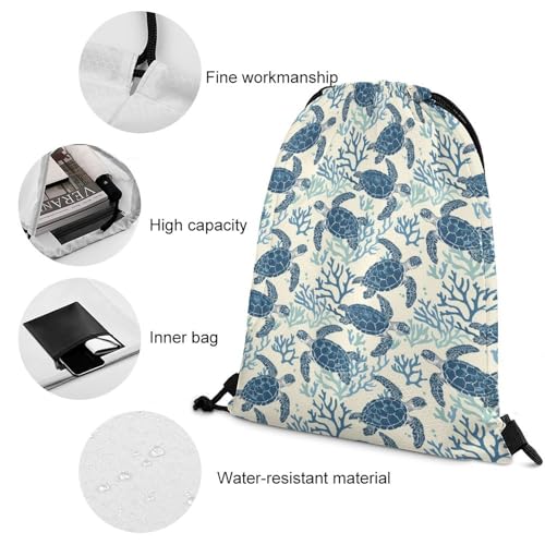 Sea Turtle Drawstring Backpack - Cute Cinch Sack, String Backpacks for Kids Boys Girls Women Men for Gym Outdoor Sports Travel Athletic Drawstring Bag - Lightweight/Foldable4