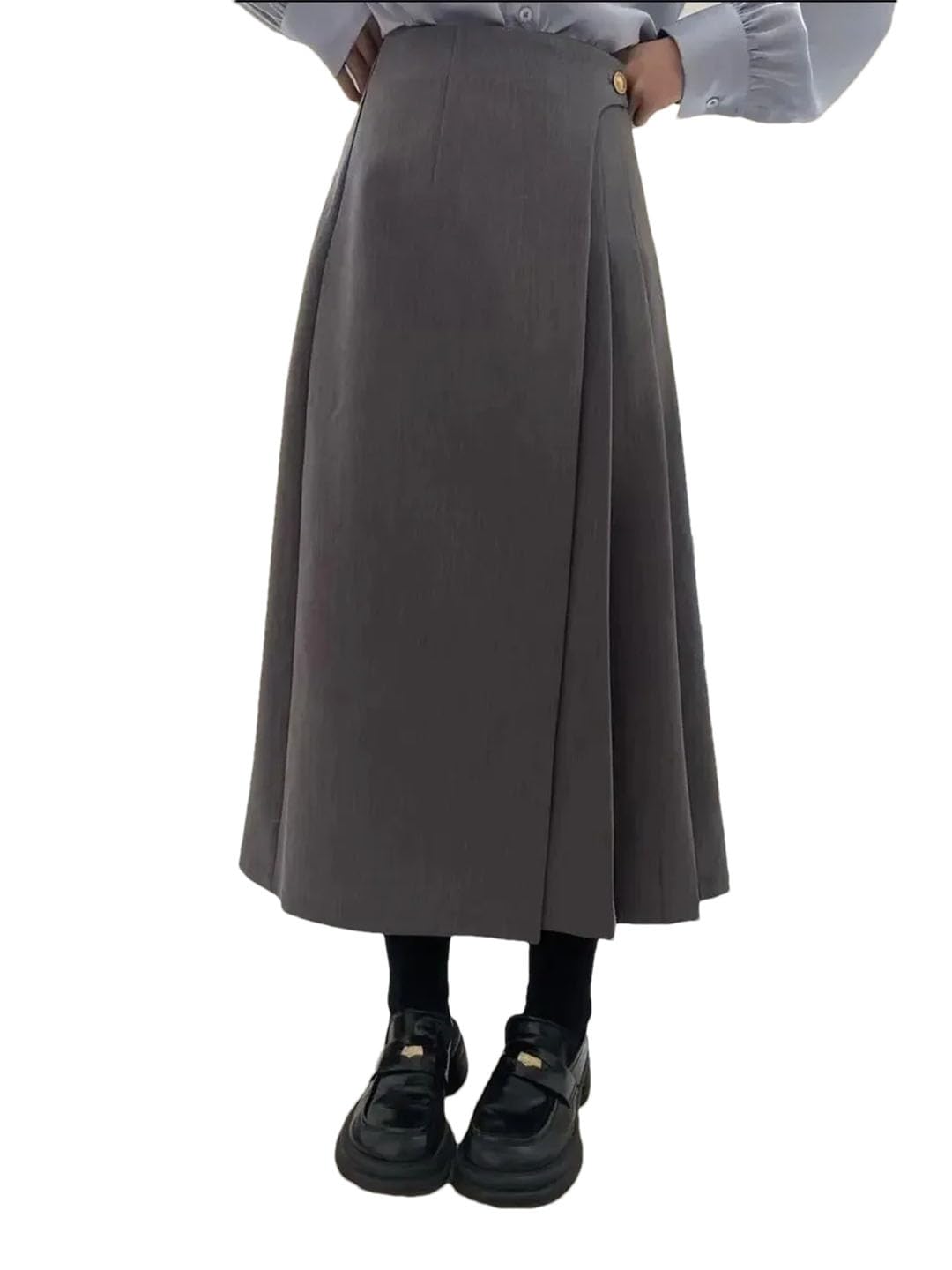 Womens Spring Solid Color Asymmetrical Design Slimming High-Waisted A-Line Mini Skirt