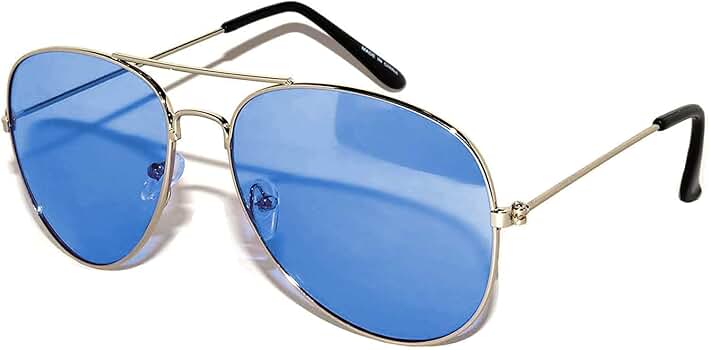 Amazon | アビエータースタイル シルバーメタルフレーム ブルー