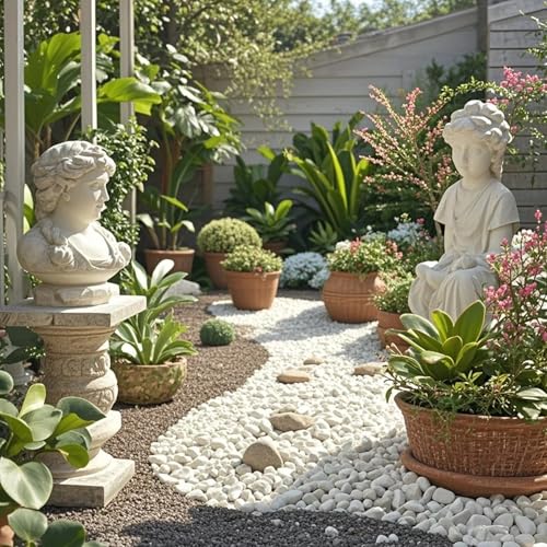 Image of White Natural River Rocks, 2-3.5 Inch Decorative Stones for Plants, Garden, and Landscaping - 40LB, Ideal for Fish Tanks, Vases, Crafting, Home Decor, and Outdoor Landscaping