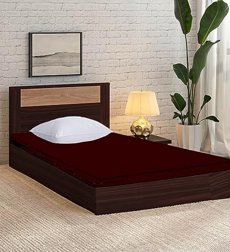 Image of 100% Waterproof Mattress Cover /Protector with Zipper Chain for Double Bed (Set of 2 Pieces) II All Around Protection with 360 Encasing (36 inch*72 inch*7, Maroon)