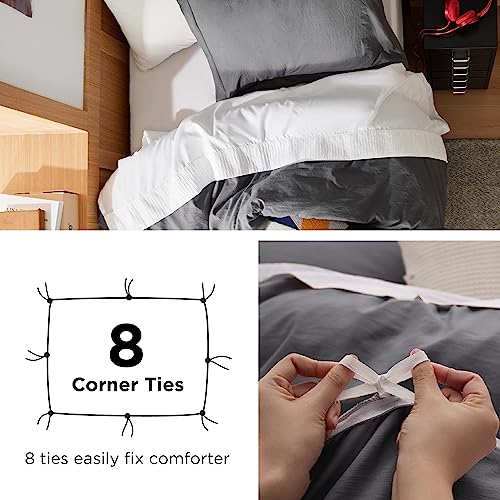 Image of Bedsure Dark Grey Duvet Cover Twin /Twin XL Size - 2 Pieces Prewashed Cotton-Like Extra Soft Bedding Set, Includes 1 Twin Duvet Cover 68x90 Inches with Zipper Closure & 1 Pillow Sham, No Comforter