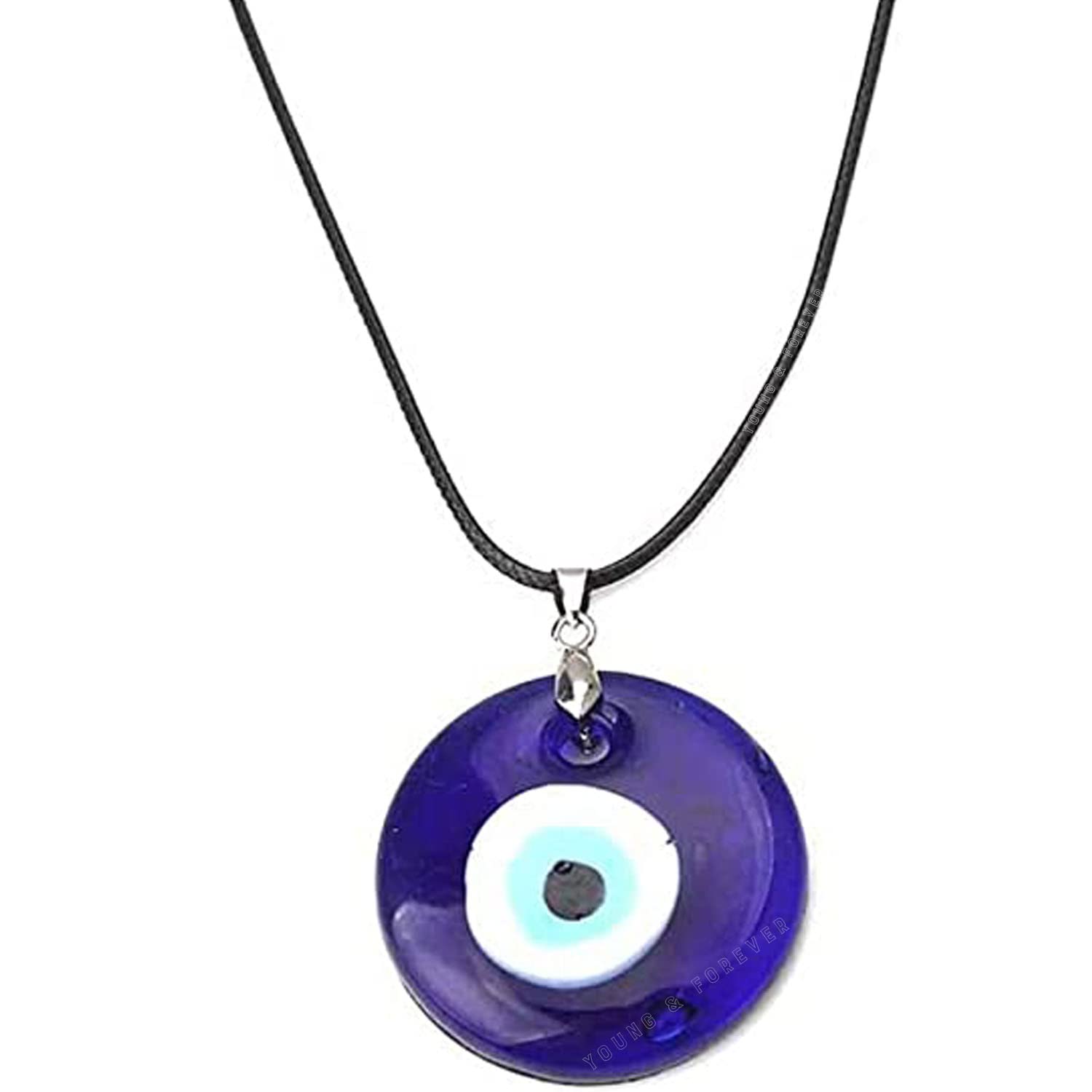 Young & Forever Gift Evil Eye Necklace Blue Turkish Glass Leather Rope Evil Eye Necklace for Women Men Lucky Protection Necklace Jewelry (B0B21PZ9GG) Amazon Price History, Amazon Price Tracker