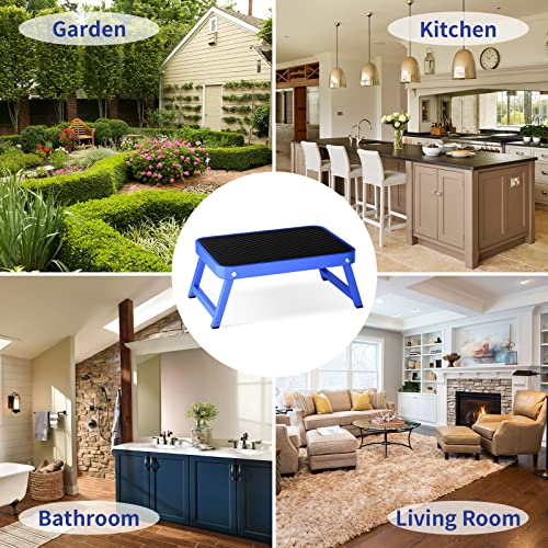 Foldable Step Stool, Adjustable Step Stool With A Non-Slip Platform, 1-Step 330Lbs Capacity Folding Metal Step Stool, Portable Step Ladder, Non-Slip, Sturdy (Blue, 1 Step Ladder) #TOP6