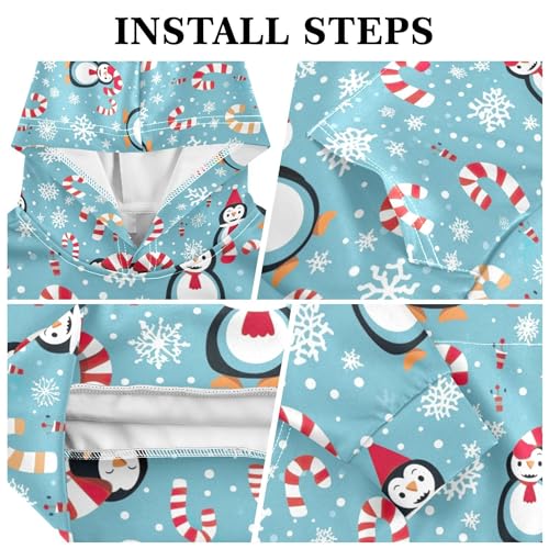 Kids Hoodies Sweaters Christmas Xmas Penguin Hooded Sweatshirts with Big Pockets for Boys Girls B04004343
