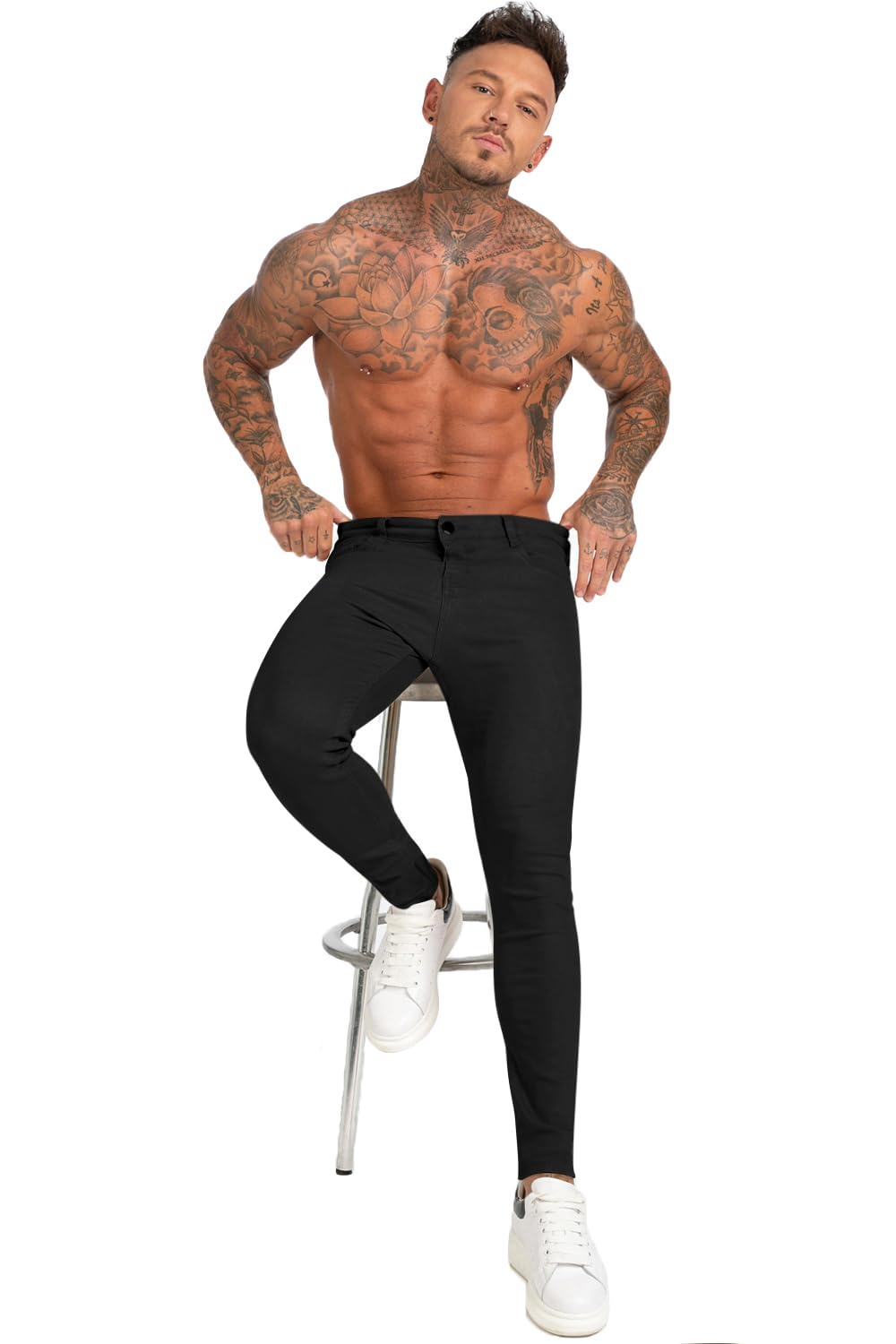 GINGTTO Skinny Jeans Herren Slim Stretch Denim Tapered Leg | Super Stretchy,Tapered Leg,Suitable for Leisure,Work,Dates