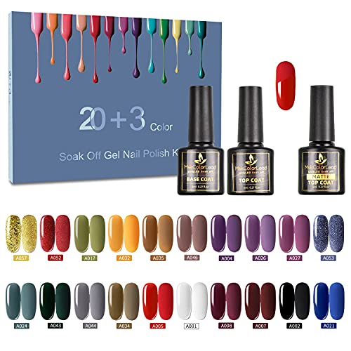 Lineluck UV Gel Nagellack Set, UV Nagellack, 23 Stück 8ml Gel Nail Polish mit Unterlack & Überlack & Mattem Decklack, UV…