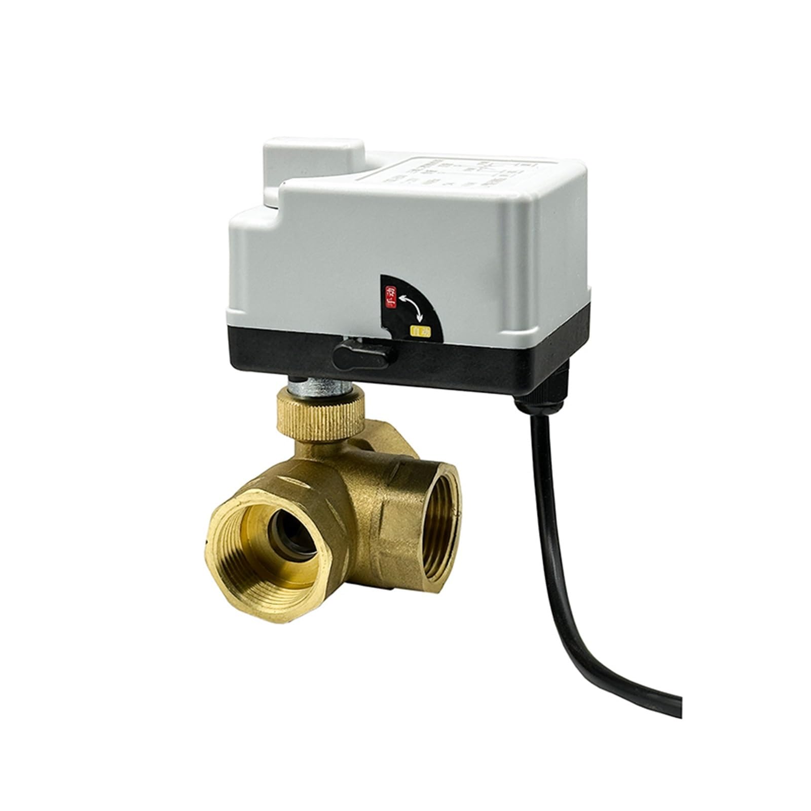 Válvula motorizada 3 vias Válvula de bola motorizada de 3 vías de 1/2 ", 3/4" y 1 ", válvula de bola eléctrica, válvula de bola de latón, Control bidireccional de tres líneas con interruptor Manual (