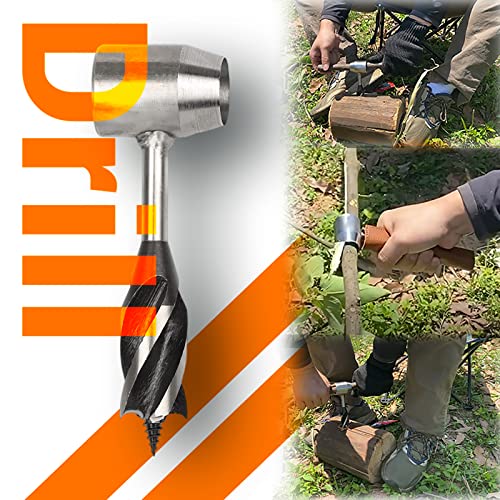Bushcraft Gear Hand Auger Drill,Survival Tools with Folding Saw Making Wooden Rocket Stoves, 1”Dia Drill Peg and Scotch Eye Maker Settlers Wrench for Camping Shelter Building (1“Dia) - Image 4