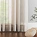 LANTIME 63 Semi Sheer Curtains, Faux inen Double Pleated Window Sheer Curtains Panels Drapery for Home, Hotel, Office, 72 W x 63 L Inch, Set of 2