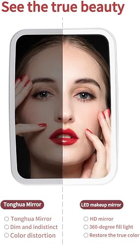 Professional Lighted Makeup Mirror with Lights - Vanity Mirror with LED Brightness Adjustable, Three Colors Changing Lights, Portable and Foldable