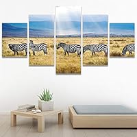 SIGNWIN 5 Panel Canvas Wall Art Animals Expressionism Group Modern Artwork for Home Decorations Ready to Hang - 60