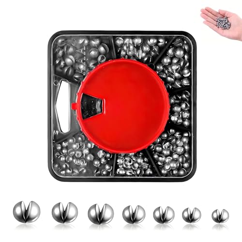 Ztolbriy 155 Pezzi Piombi da Pesca – Set con Scatola (0.4g/0.5g/0.6g/0.8g/1.2g/1.5g) | Piombini Cal.4-5 | Per Pesca in Fiume & Mare