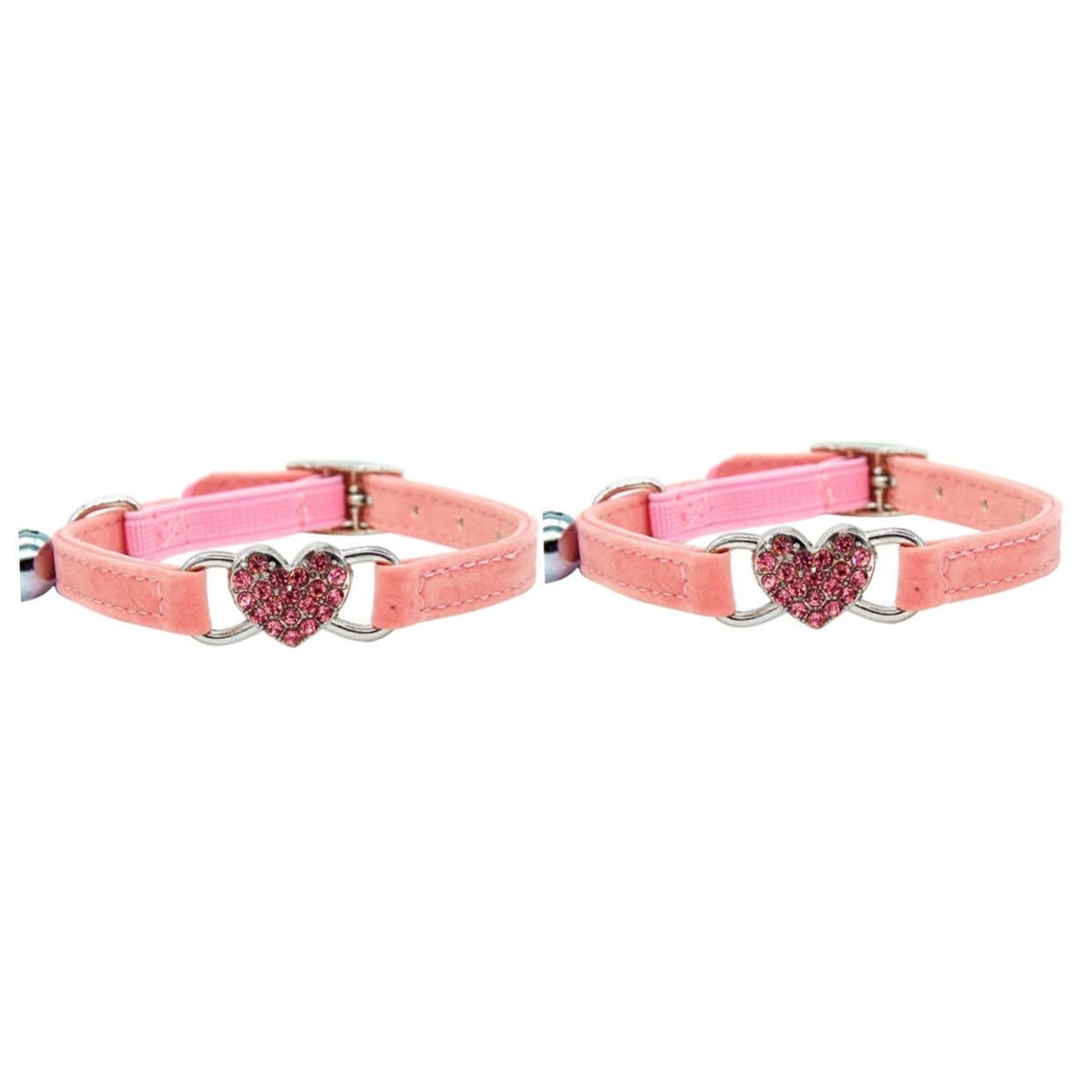 BESPORTBLE Lot De 2 Colliers Réglables pour Chat avec Strass Et Clochette en Forme De Cœur Tendance pour Chats Et Chatons