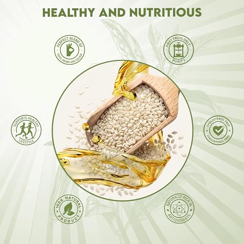 Image of Sugan Earth Cold Pressed White Sesame Oil 450ml | 100% Pure & Natural Til Oil | Kachi Ghani Sesame Seed Oil, GingellyOil | Unrefined, Chemical free, Rich in Antioxidants | Pure Edible Oil For Cooking, Skin & Hair Care
