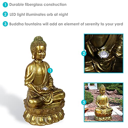 Sunnydaze Relaxed Buddha Fiberglass Outdoor Water Fountain #TOP23