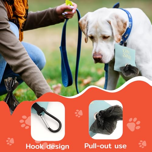 Image of 2 Pack Dog Poop Bag Dispenser with Clip, Doggie Poop Bag Holders for Leashes, Dog Waste Bag Dispenser, Doggy Bag Holder Pouch, Lightweight Fabric for Pet Running Walking Hiking (Orange)