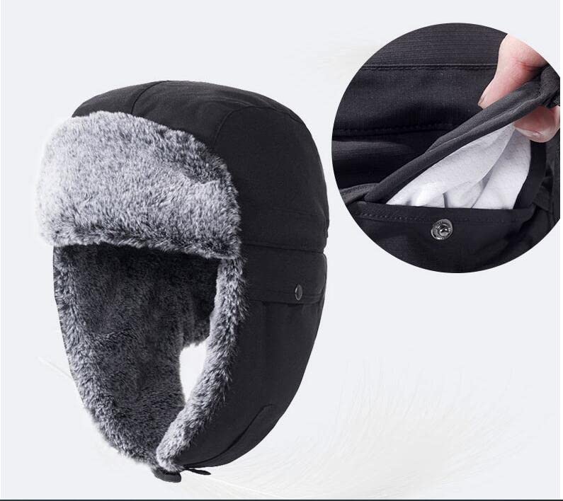 Cappello da trapper invernale unisex da uomo Cappello caldo da donna Spessa morbida protezione per le orecchie con paraorecchie in morbida pelliccia sintetica per pattinaggio all'aperto, sci o