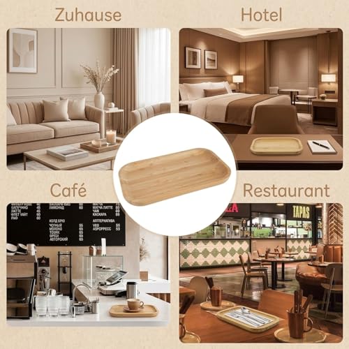 Bambus Tablett, 20x13x2 cm Badezimmer Tablett, Serviertablett Holz, Dekotablett Holz, Kleines Tablett， Badezimmertablett Für Teezeremonie Und Snacks, Dekotablett Aus Holzs