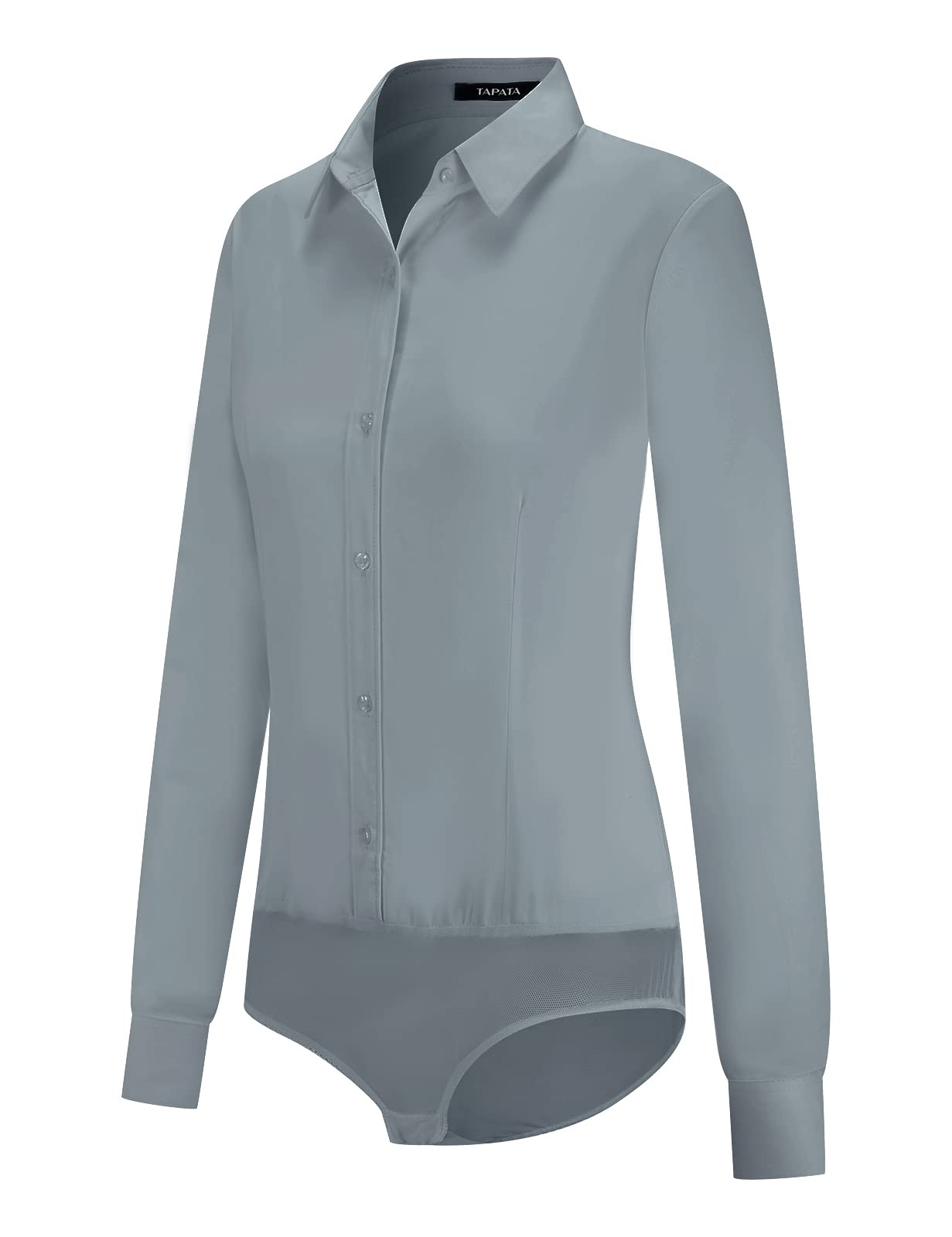 Tapata Womens Bodysuit Blouse Button Down One-Piece Long Sleeve Solid Office Work Shirt Casual Tops