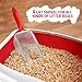 Apidgrowth Cat Litter Scoop - Long Handle Scooper, Rustproof Stainless Steel Mesh, Non-Slip Grip, Deep Shovel Sifter for All Litter Types, Easy Clean Kitty Waste Litter for Litter Box(Red)