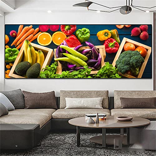 Peinture Toile Légumes KEBIA 50x150cm pour Déco Cuisine et Salon