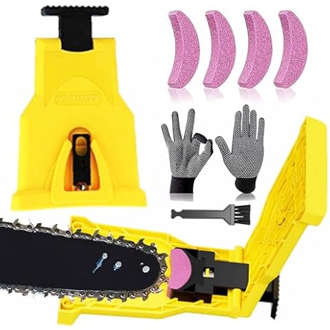 YLTIMER Chainsaw Teeth Sharpener: Portable Chainsaw Sharpener, Universal Chain Saw Blade Sharpener Kit, Fast Working Chainsaw Chain Sharpening Tool with 4 Grindstones for 12"-22" Chain Saws Cover