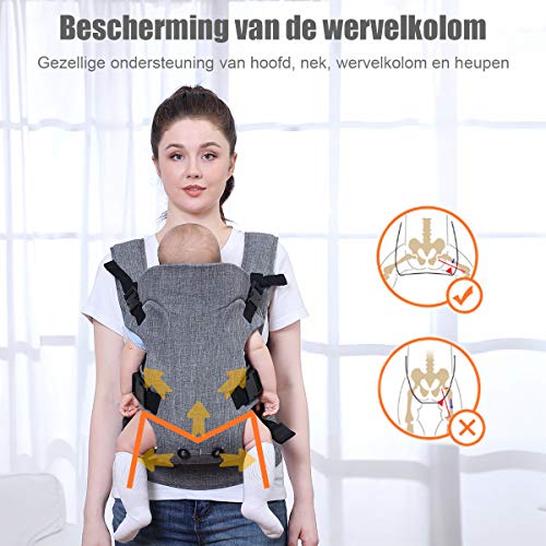 COSTWAY 3-in-1 ergonomische draagzak, converteerbare drager met verstelbare riemen en heupgordel, babydrager voor… - Image 7