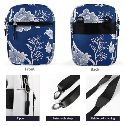 Satchel Tote Bag Messenger Bag White Floral Pattern Printed Mini Sling Bag Purse Suitable for Work Travel3