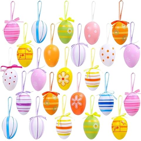 24 Pcs Colourful Easter Hanging Eggs Cover
