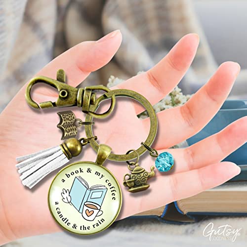 Gutsy Goodness Fall Lover Cozy Keychain Book Coffee Candle And Rain Favorite Things Autumn Theme Jewelry For Women thumb #5