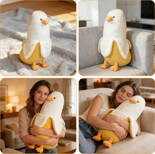 Mineup Plüschtier Banane Ente, 50cm Bananen Enten Plüschtier, Kawaii Ente Banane Kissen, Bananen Plüschtiere Kissen, Kawaii Ent Plüsch, Banan Kisse Puppe Geschenk Für Weihnachten Geburtstag