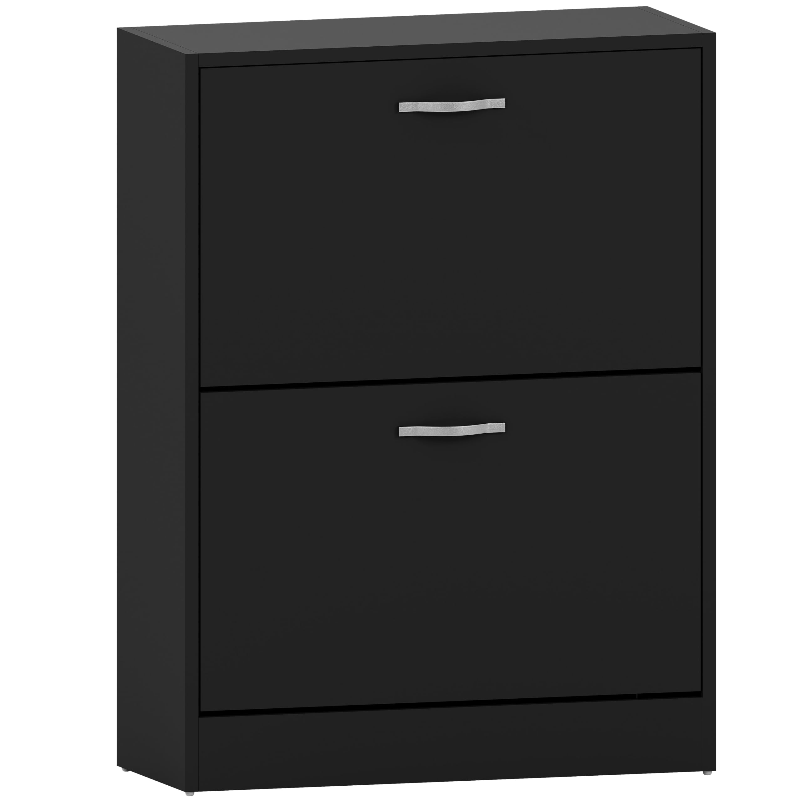 Vida Designs Armoire à Chaussures à 2 tiroirs, Organiseur de Rangement pour Chaussures, Meuble en Bois extractible, Noir | H 80 x L 60 x P 24 cm Environ