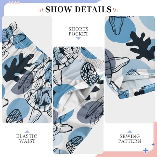 Boys' Pants Sea Turtle Light Blue Dots Long Bottoms Jogger Pants Elastic Waist Trousers with Pockets S-XL4